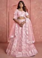 Butterfly Net Pink Ceremonial Wear Embroidery Work Lehenga Choli